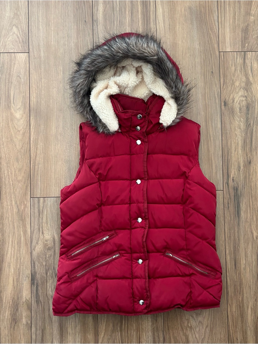 Ci Sono Red Fleece Lined Puffer Vest